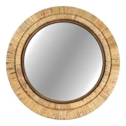 Grace Mitchell Woven Rattan Round Wall Mirror, 24"