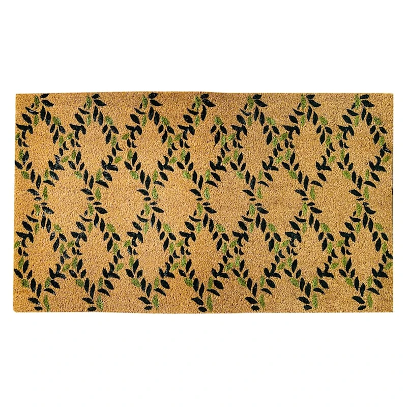 Green Leaves Coir Doormat 22x47