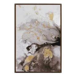 Grey Abstract Framed Embellished Canvas Wall Art, 25x37