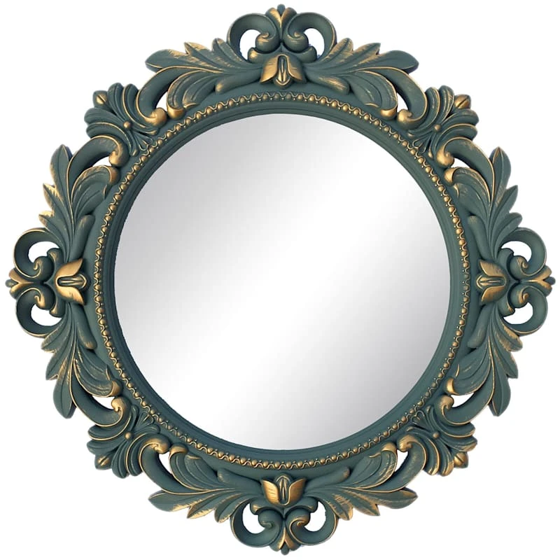 Grey & Gold Brushed Round Wall Mirror, 20"