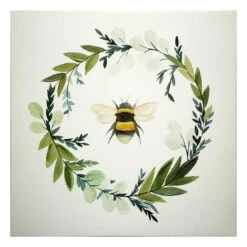 Honeybloom Bee Wreath Canvas Wall Art, 12"