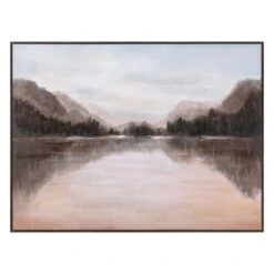 Honeybloom Framed Lake Landscape Canvas Wall Art, 48x36