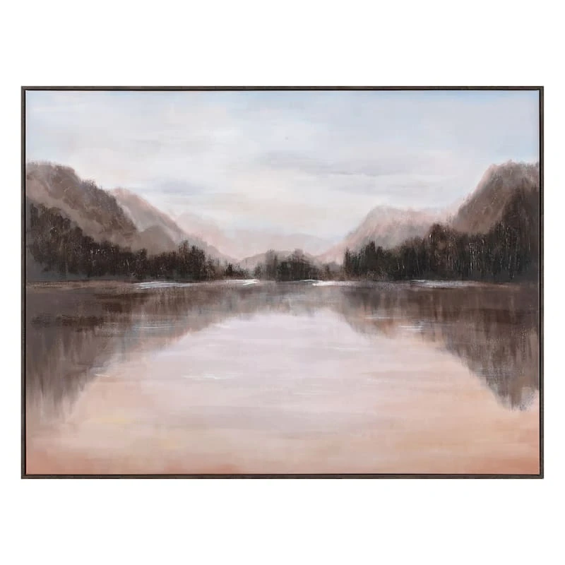 Honeybloom Framed Lake Landscape Canvas Wall Art, 48x36