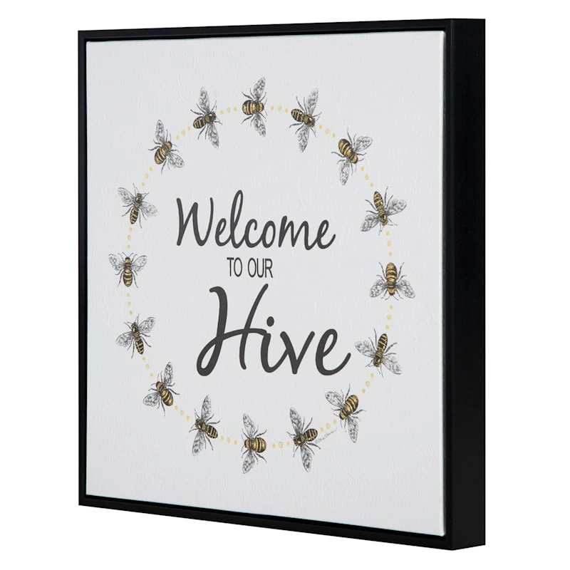 Honeybloom Framed Welcome To Our Hive Canvas Wall Art, 12" - Image 2
