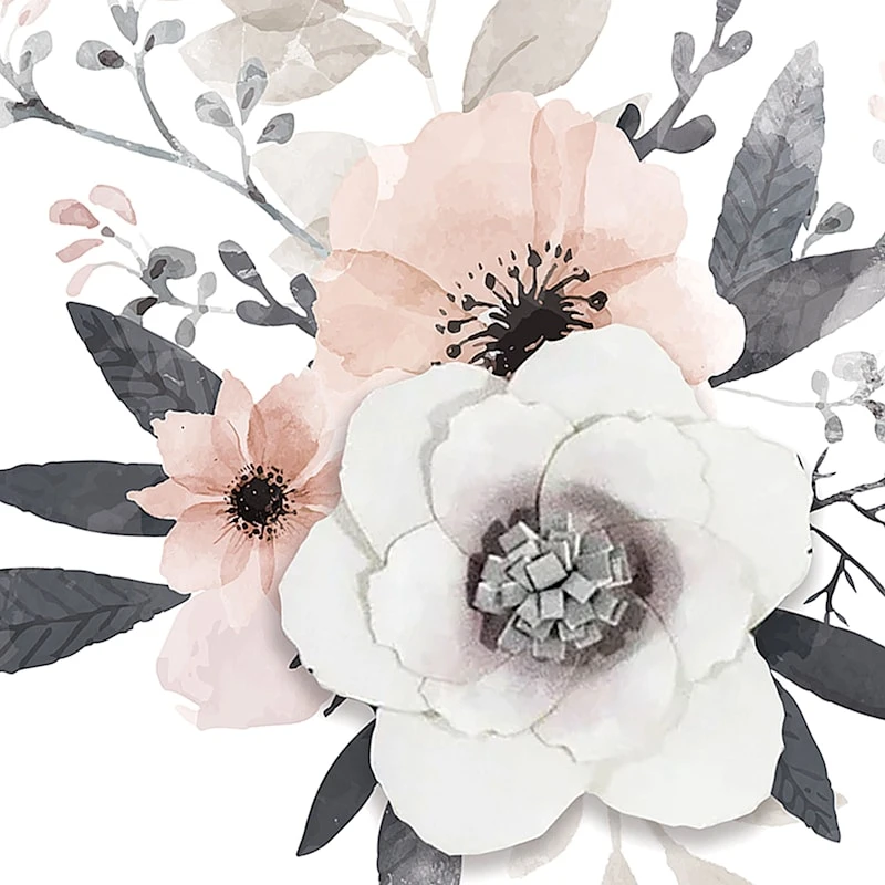 Honeybloom Glass Framed 3D Pink Floral Watercolor Wall Art, 11" - Image 2