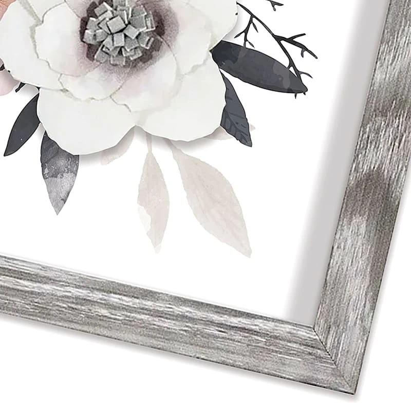 Honeybloom Glass Framed 3D Pink Floral Watercolor Wall Art, 11" - Image 3