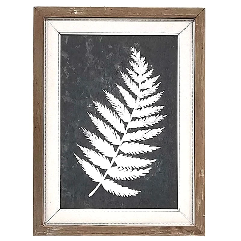 Honeybloom Glass Framed Black & White Fern Silhouette Wall Decor, 12x16 - Image 2