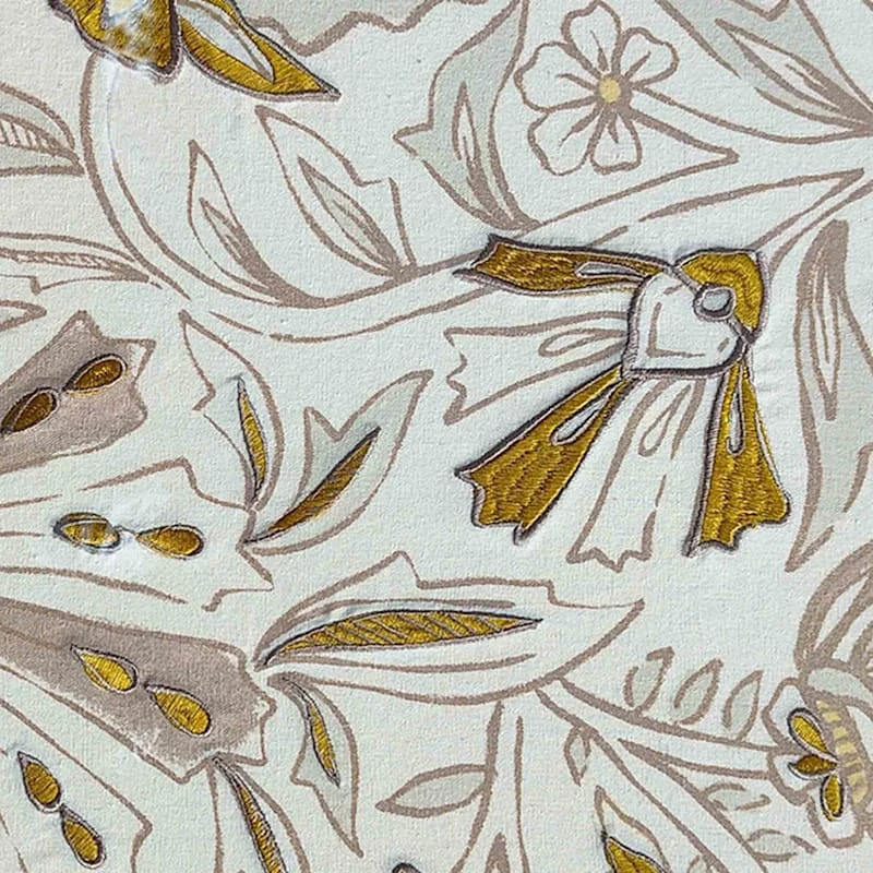 Honeybloom Glass Framed Embroidered Linen Wall Art, 26" - Image 2