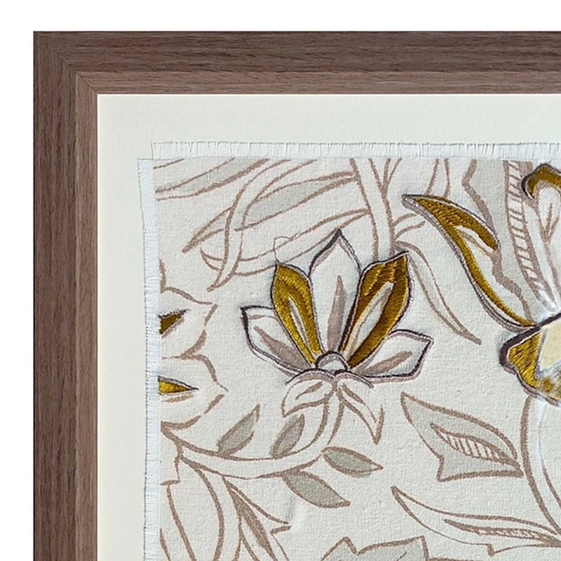 Honeybloom Glass Framed Embroidered Linen Wall Art, 26" - Image 3