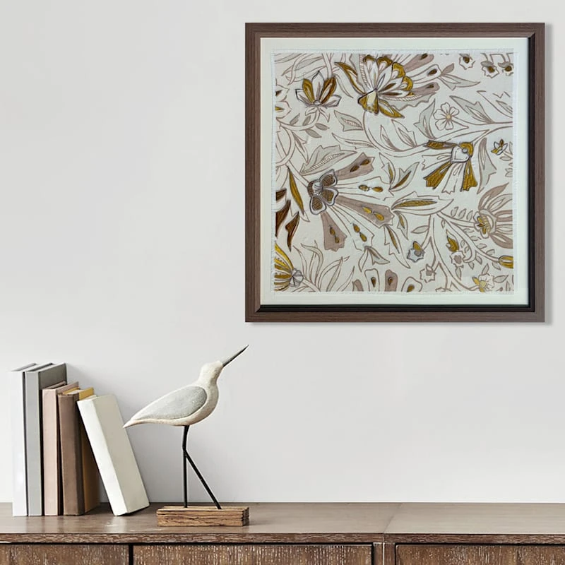 Honeybloom Glass Framed Embroidered Linen Wall Art, 26" - Image 4