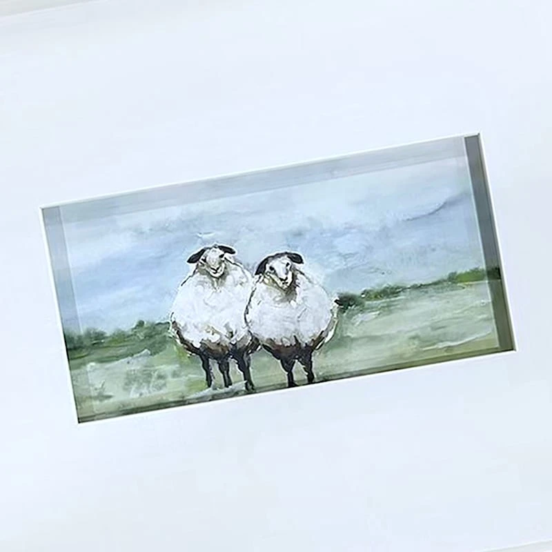 Honeybloom Glass Framed Sheep Print Wall Art, 17x13 - Image 2