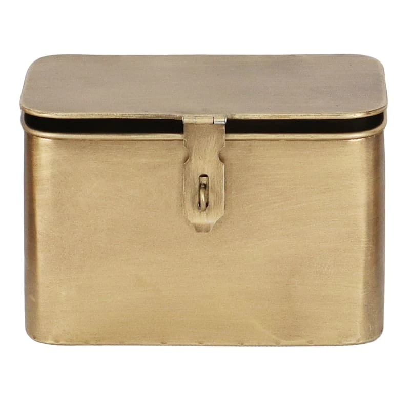 Honeybloom Gold Metal Decorative Box, 7.5"