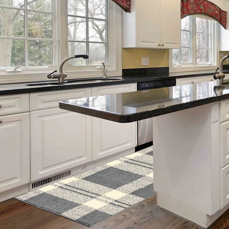 Honeybloom Grey & Ivory Plaid Loop Kitchen Mat, 2x5 - Image 5