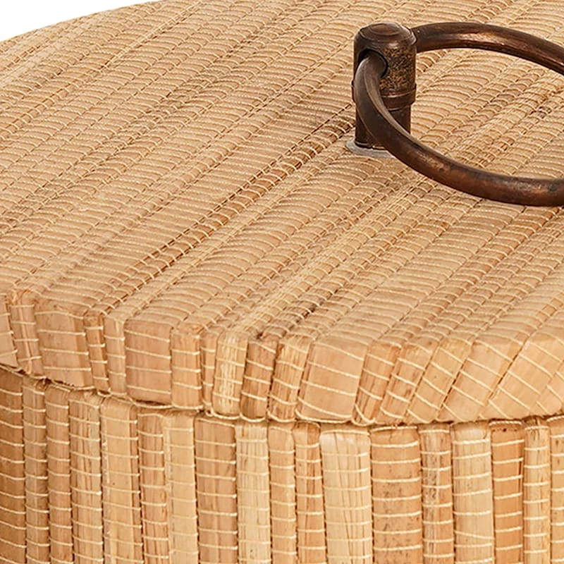 Honeybloom Round Brown Woven Box, 6" - Image 2
