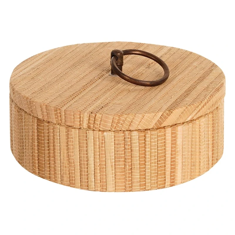 Honeybloom Round Brown Woven Box, 6"