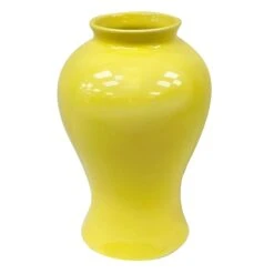 Honeybloom Solid Yellow Ceramic Vase, 10"