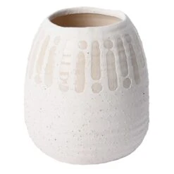 Honeybloom White Ceramic Vase, 6.5"