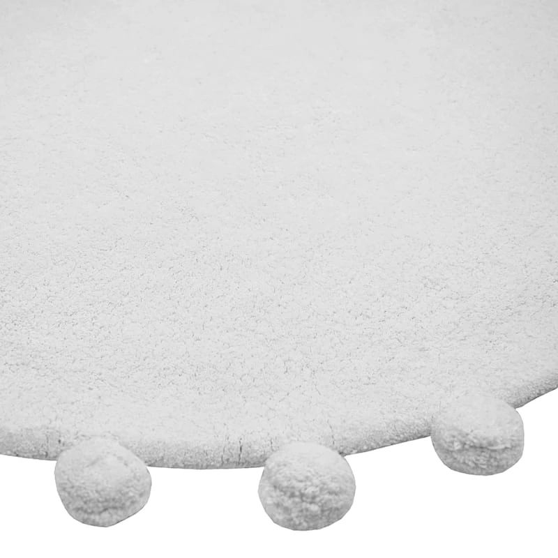Ivory Round Pom-Pom Accent Rug, 3' - Image 2