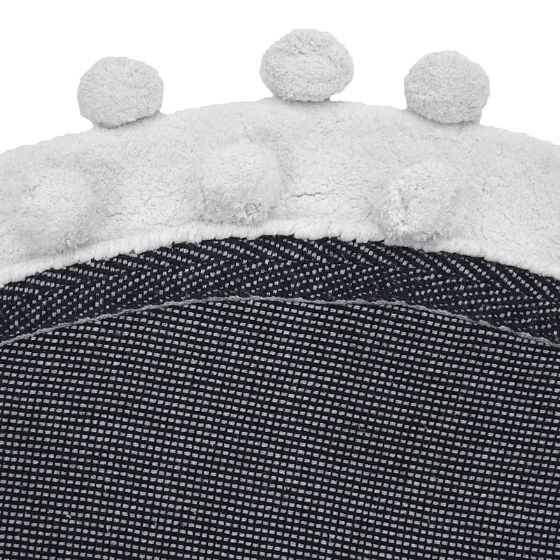 Ivory Round Pom-Pom Accent Rug, 3' - Image 3