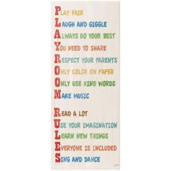 Kids Play Room Rules Canvas Wall Art, 12x36