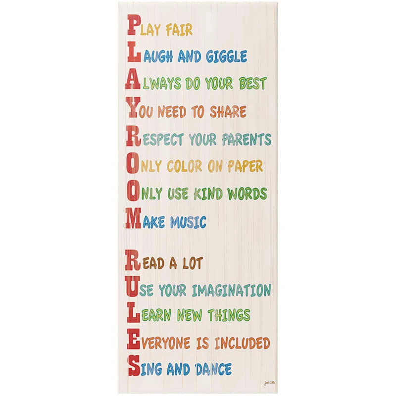 Kids Play Room Rules Canvas Wall Art, 12x36