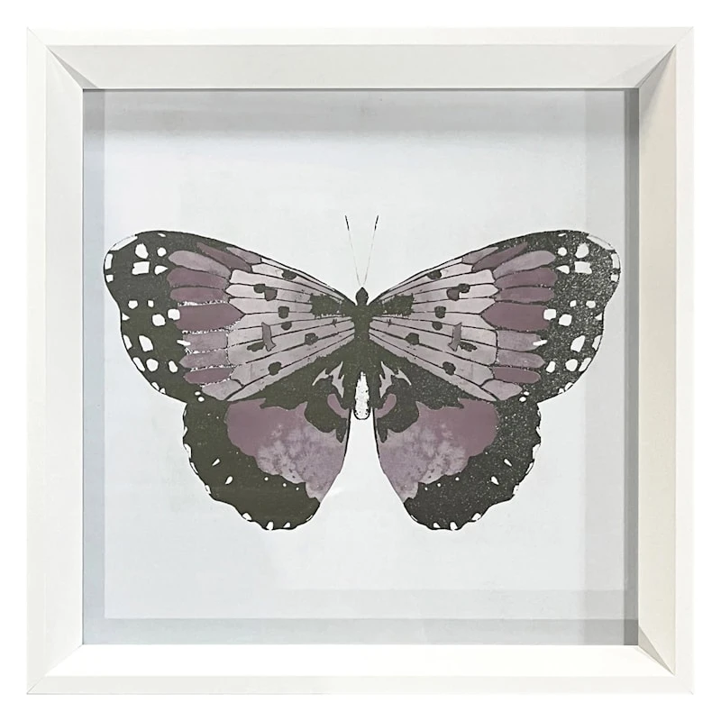 Laila Ali Glass Framed Butterfly Print Wall Art, 13"