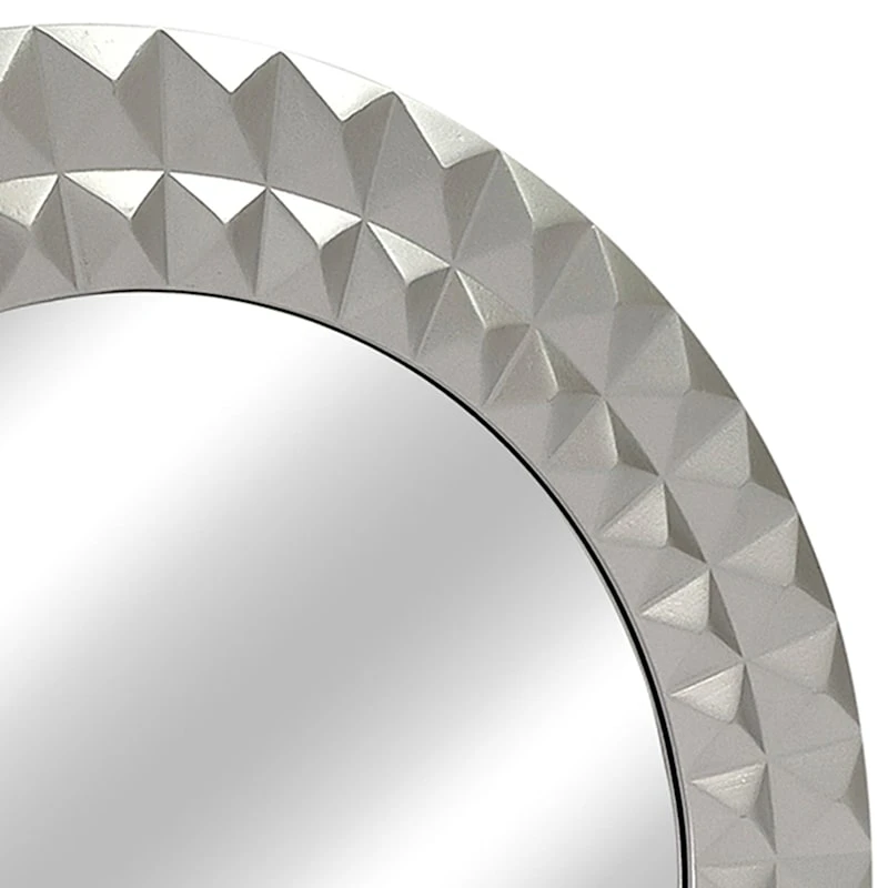 Laila Ali Silver Metallic Round Wall Mirror, 28" - Image 2