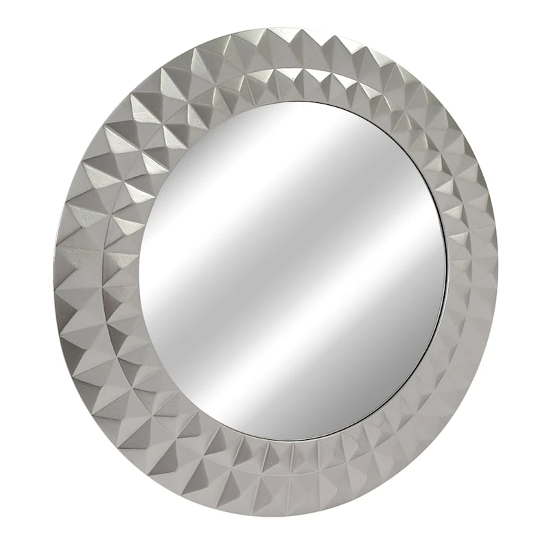 Laila Ali Silver Metallic Round Wall Mirror, 28"