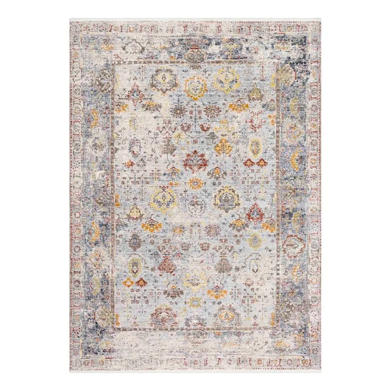 Liverpool Grey Floral Rug, 5x8
