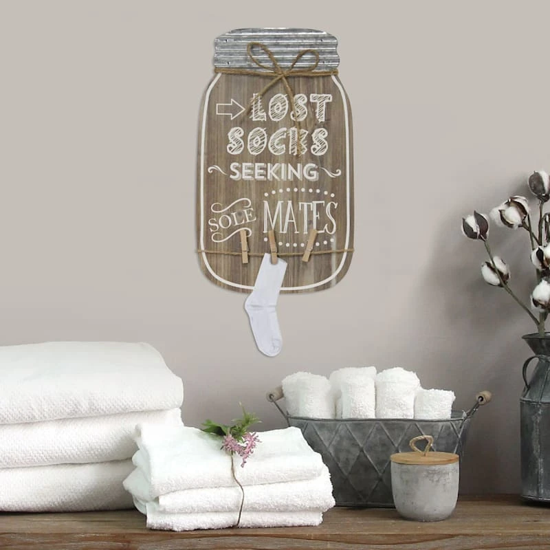 Lost Sock Clothes Pin Wall Decor, 9x14 - Image 2