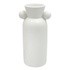 Matte White Ceramic Vase, 7.5"