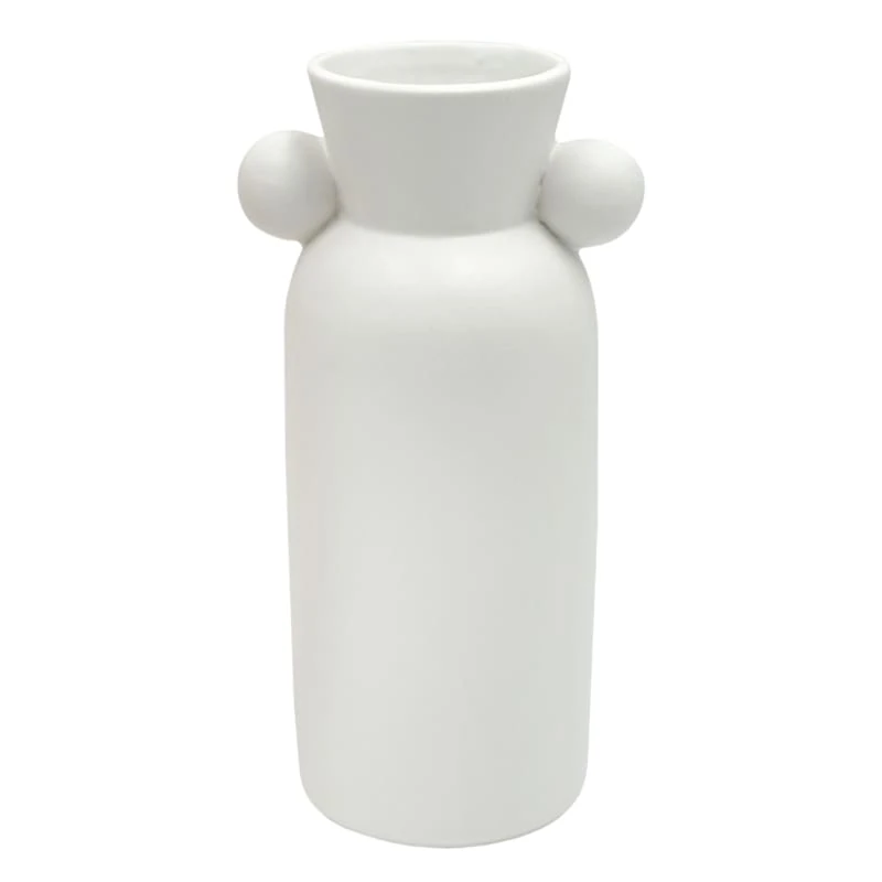 Matte White Ceramic Vase, 7.5"