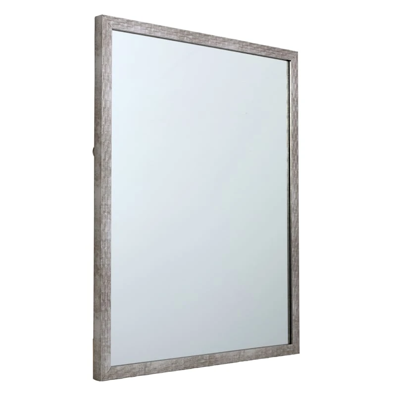 Metallic Woven Textured Framed Wall Mirror, 22x28 - Image 2