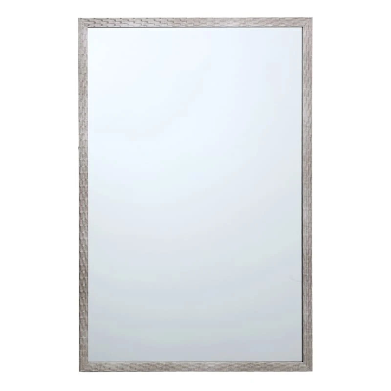 Metallic Woven Textured Framed Wall Mirror, 24x36