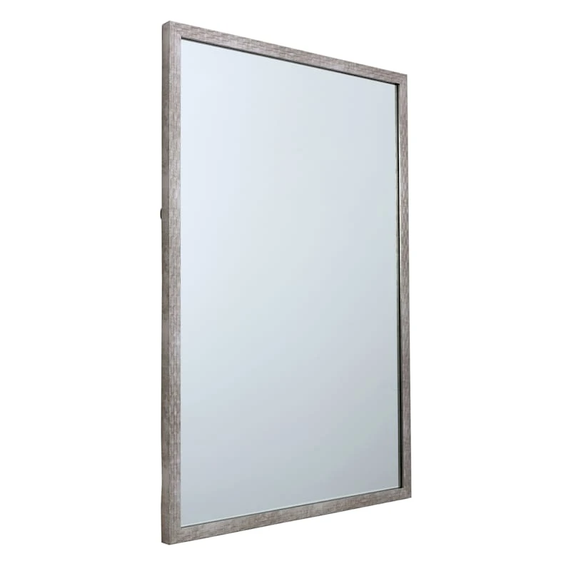 Metallic Woven Textured Framed Wall Mirror, 24x36 - Image 2