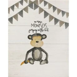 No More Monkeys Jumping On The Bed Canvas Wall Art, 16x20