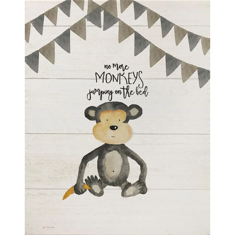 No More Monkeys Jumping On The Bed Canvas Wall Art, 16x20