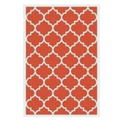 Orange Trellis Plastic Outdoor Area Rug, 5x7