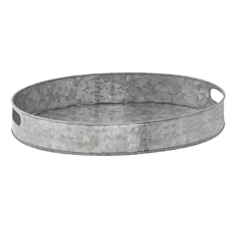 Oval Galvanized Metal Tray, 17x13