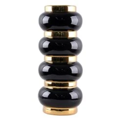 Providence Black & Gold Stacked Orb Vase, 14.5"