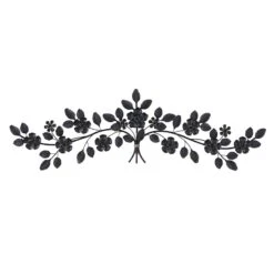 Providence Black Metal Floral Wall Art, 15x45