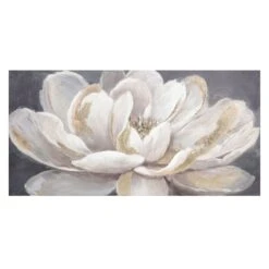 Providence White & Gold Floral Canvas Wall Art, 40x20