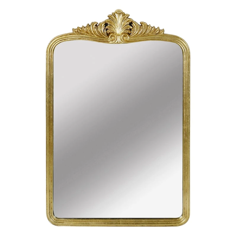 Providence Wood Gold Ornate Top Wall Mirror, 25x37
