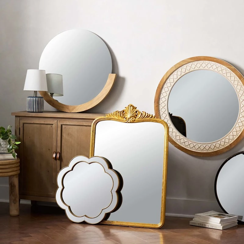 Providence Wood Gold Ornate Top Wall Mirror, 25x37 - Image 3