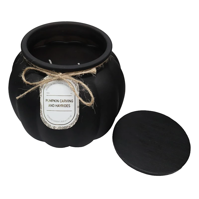 Pumpkin Carving & Hayrides Scented Frosted Glass Jar Candle, 35.8oz - Image 2