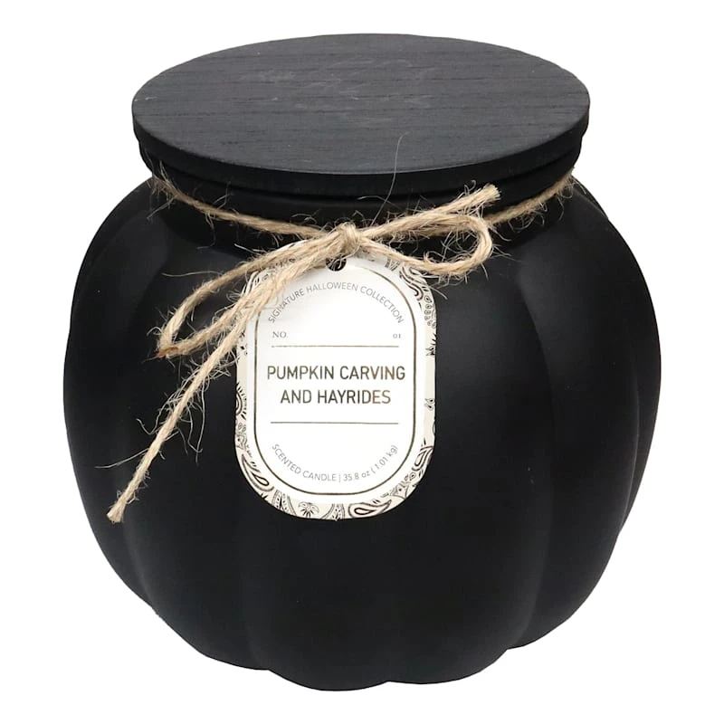 Pumpkin Carving & Hayrides Scented Frosted Glass Jar Candle, 35.8oz