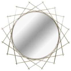Round Wire Framed Wall Mirror, 27x28