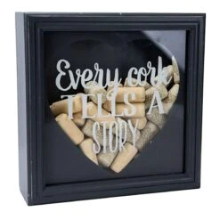 Shadow Box Cork Holder Every Cork Tells A Story Print On Glass, 10"