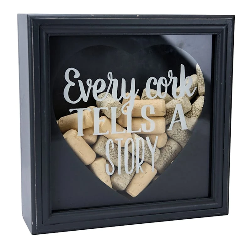 Shadow Box Cork Holder Every Cork Tells A Story Print On Glass, 10"