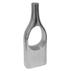 Silver 15In Open Vase